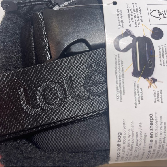NWT LOLE black sherpa belt bag, unisex - one size - Picture 5 of 7